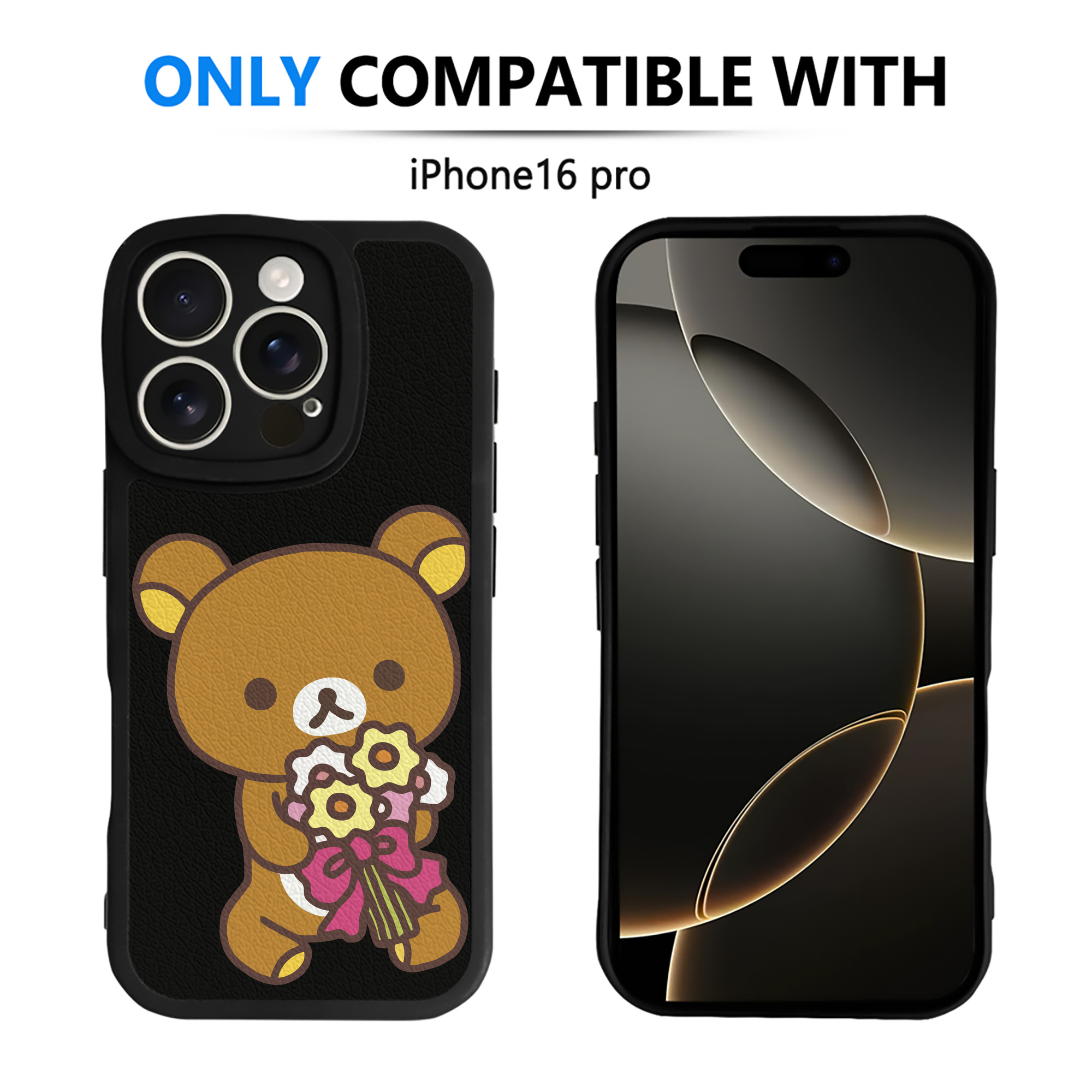 （画像用） リラックマ リラックマ キイロイトリ Rilakkuma Korilakkuma Kiiroitori 【iPhone 16シリーズ対応】シリコンスマホケース（レザー調） 材質：シリコン